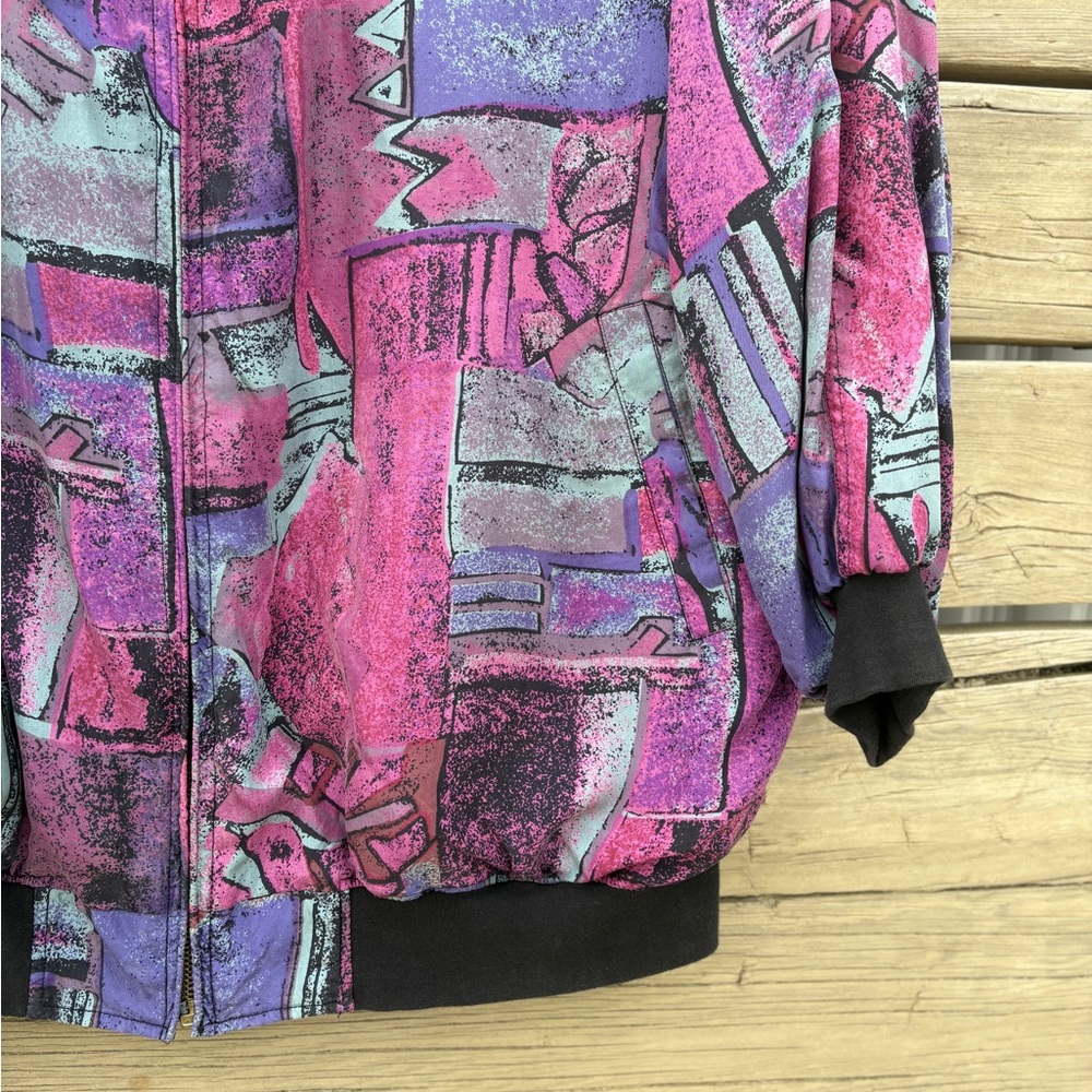 Vintage Hence Abstract Silk Bomber Jacket - Picture 15 of 16